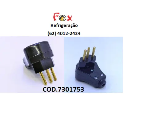 Plugue pino macho 10A 250V preto 90 graus
