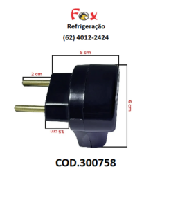 Plugue Pino Macho 2 Pino 10a 250v Preto 90 Graus